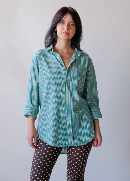 Green Stripe Button Up