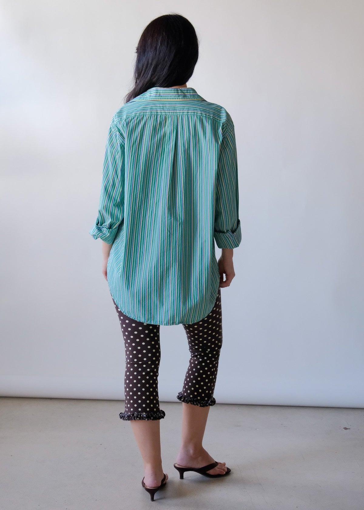 Green Stripe Button Up