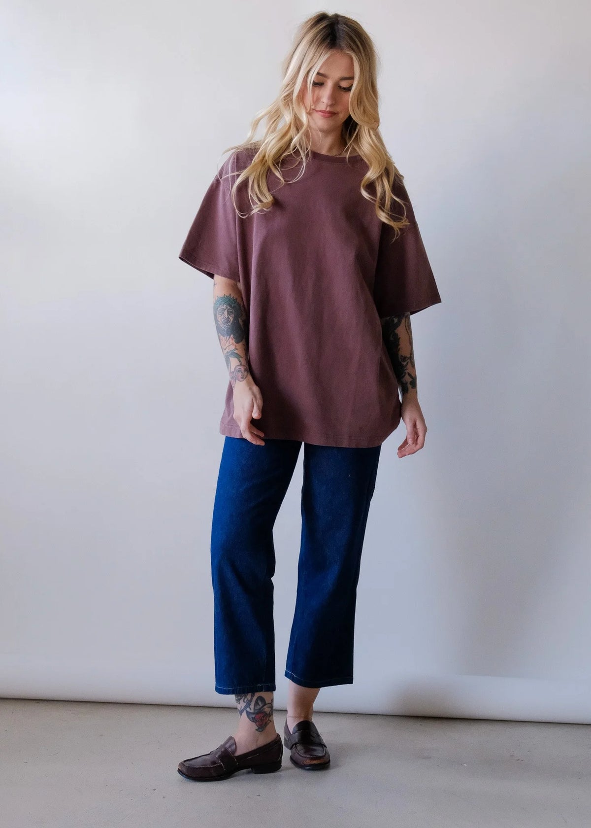 Oversized Cotton Tee Shirt in Chocolate