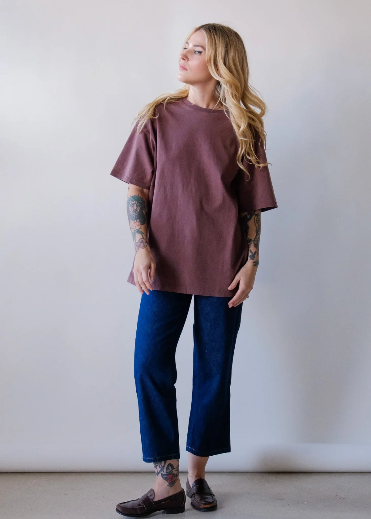 Oversized Cotton Tee Shirt in Chocolate