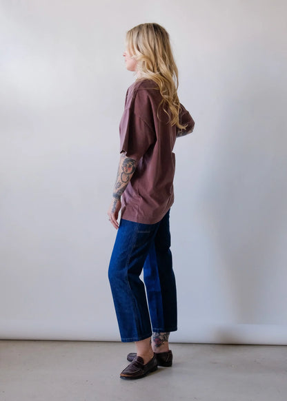 Oversized Cotton Tee Shirt in Chocolate