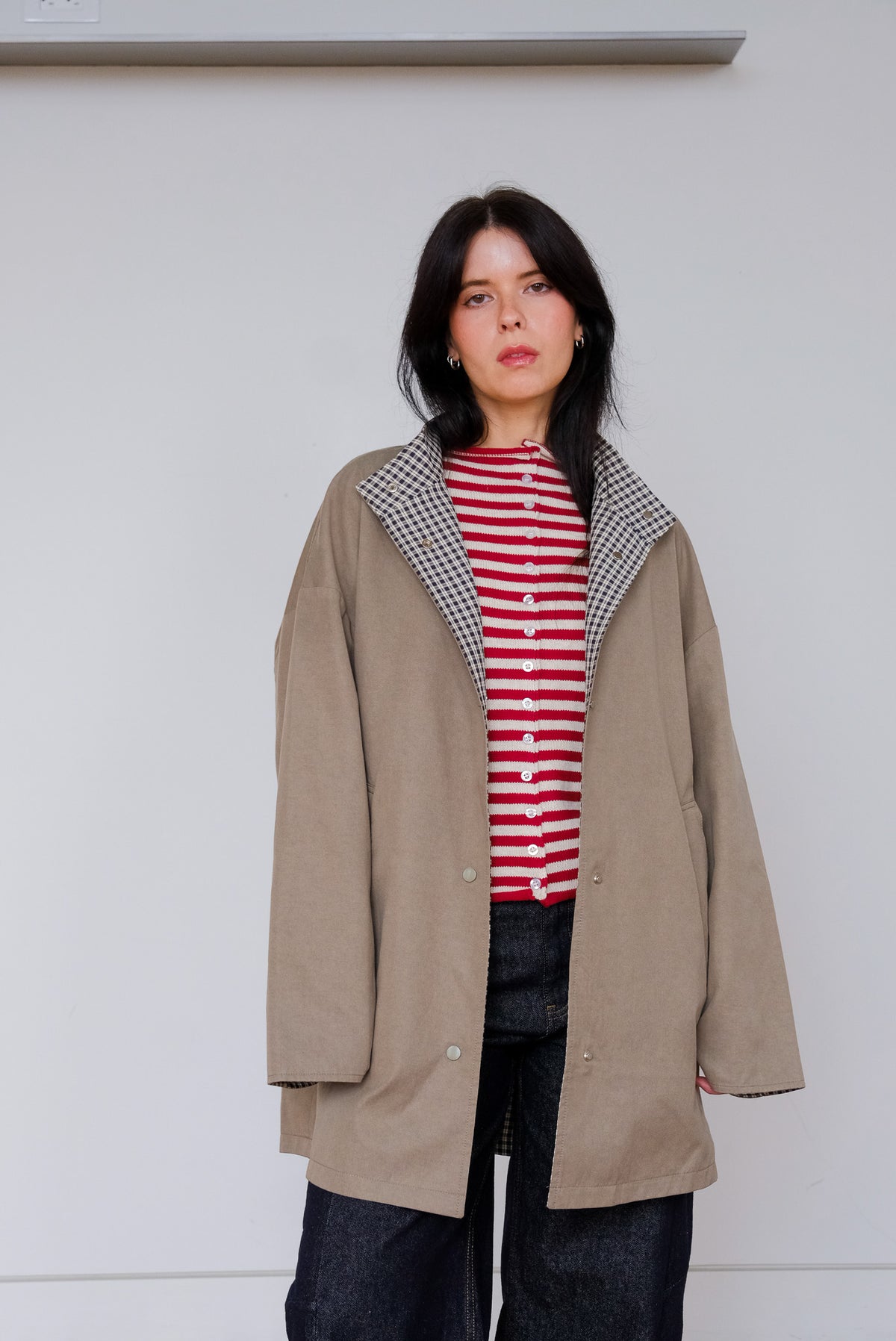 Elsie Funnel Neck Reversible Trench Coat