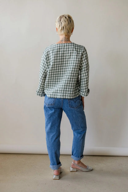 Marina Top in Green Gingham