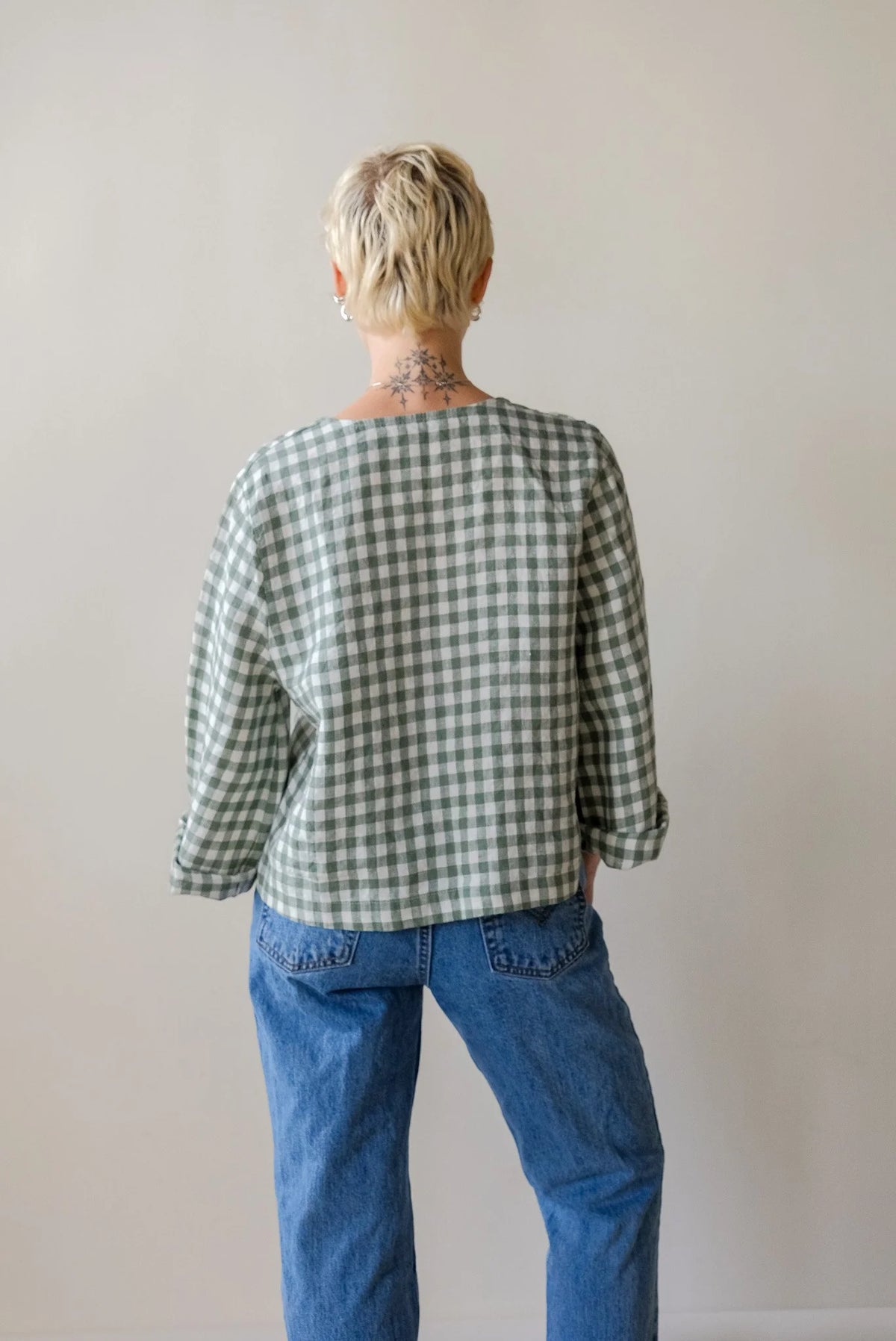 Marina Top in Green Gingham