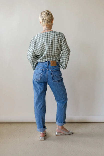 Marina Top in Green Gingham
