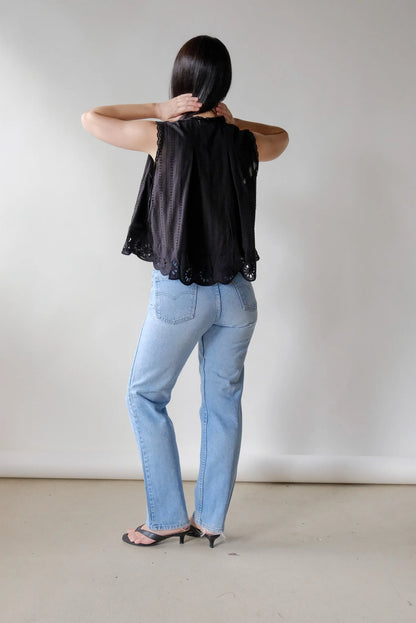 Eyelet Greta Blouse in Onyx