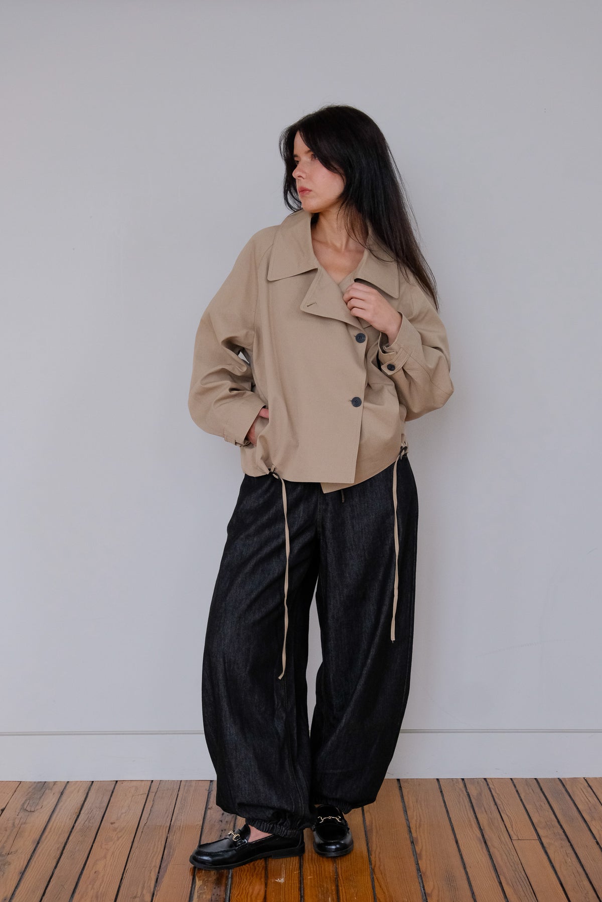 Clara Cropped Drawstring Coat