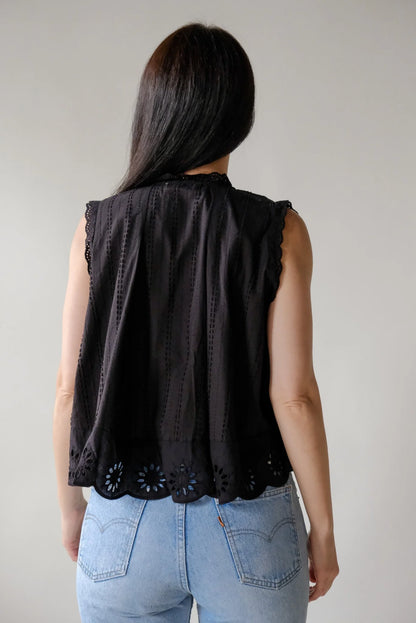 Eyelet Greta Blouse in Onyx