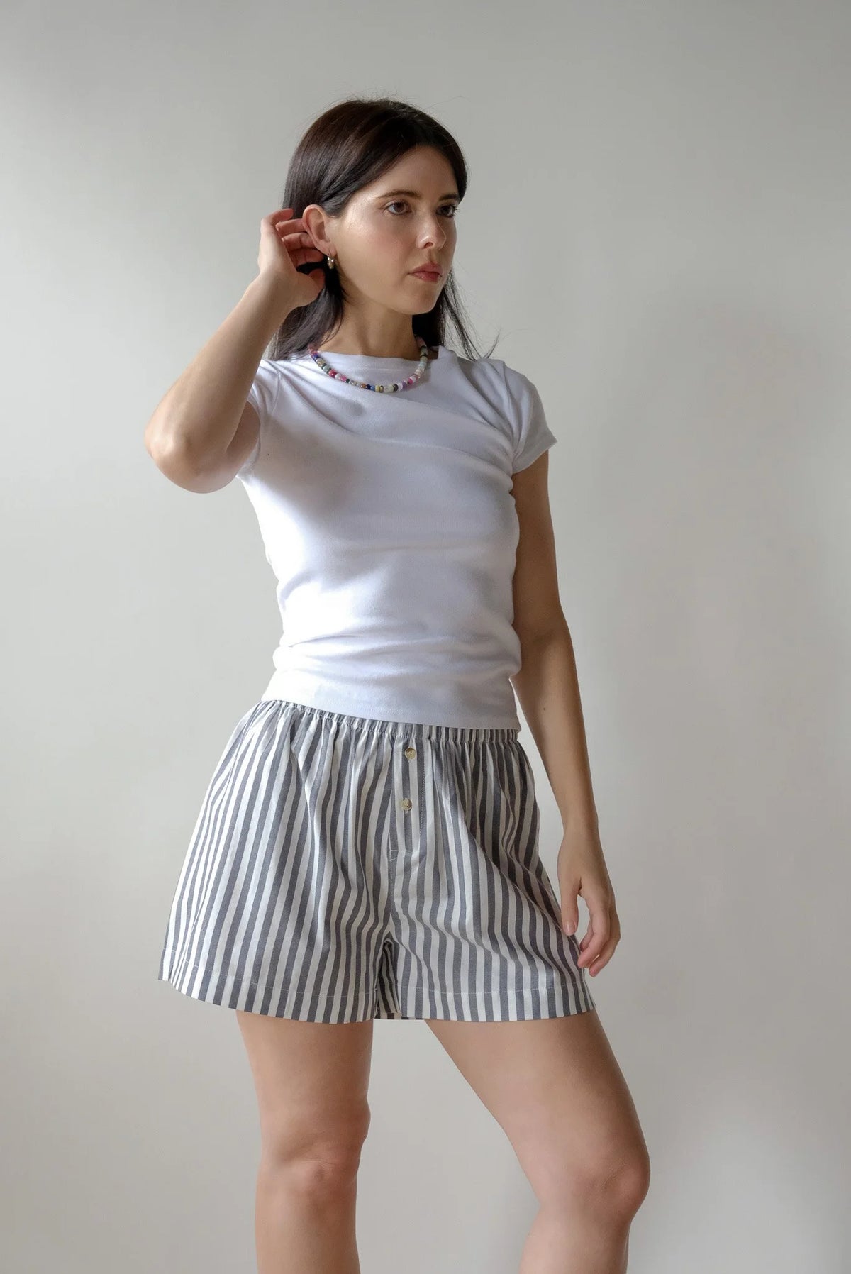 Leigh Boxer Shorts in Pinstripe Navy
