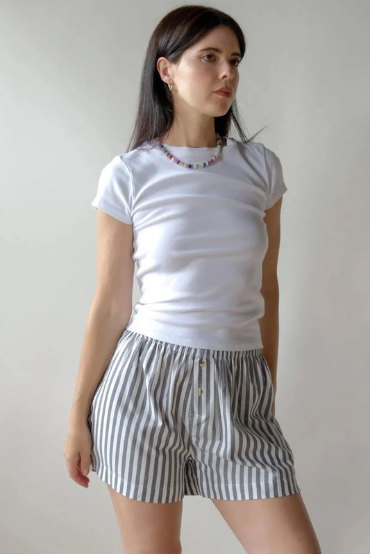Leigh Boxer Shorts in Pinstripe Navy