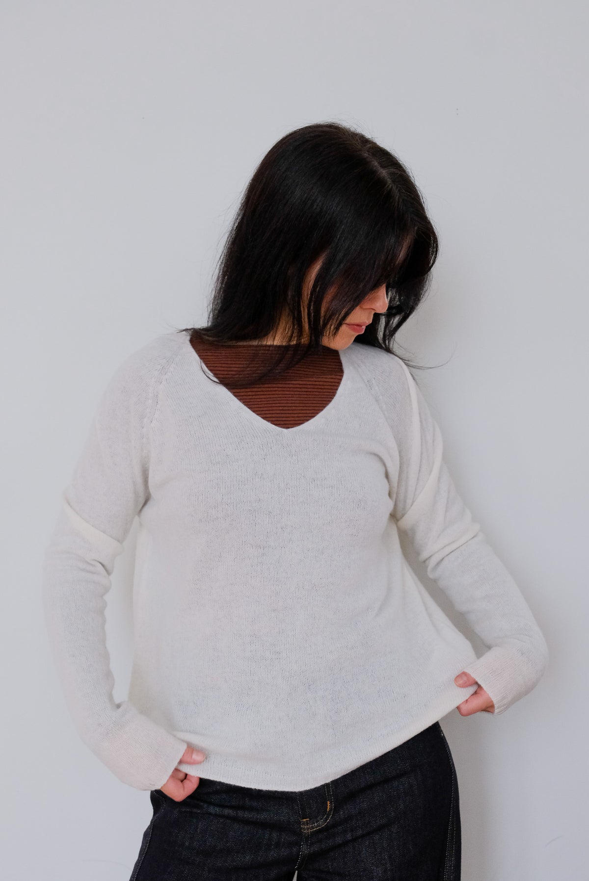 Boxy Knit Jumper in Floral White