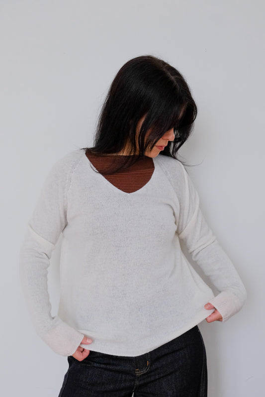 Boxy Knit Jumper in Floral White