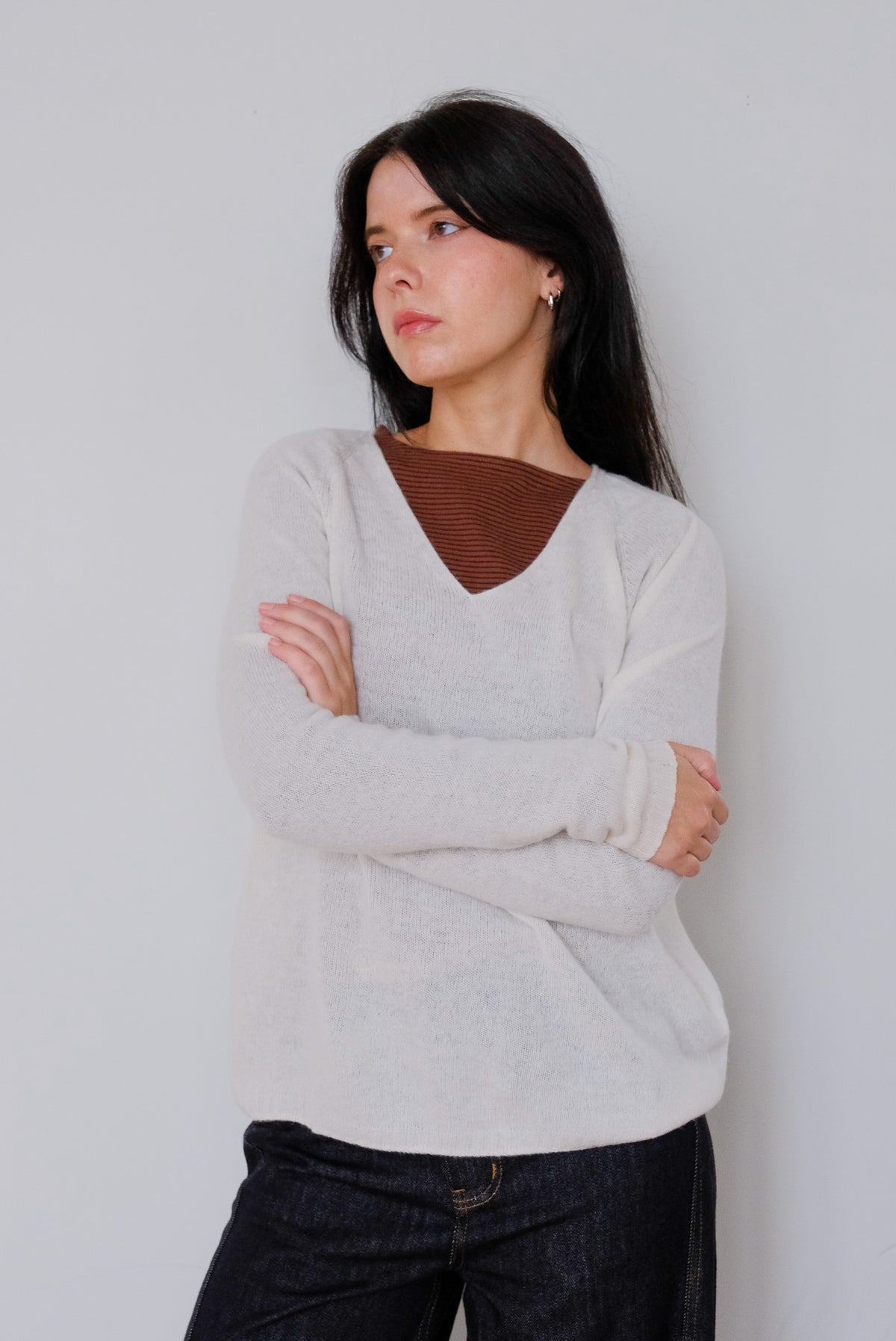 Boxy Knit Jumper in Floral White