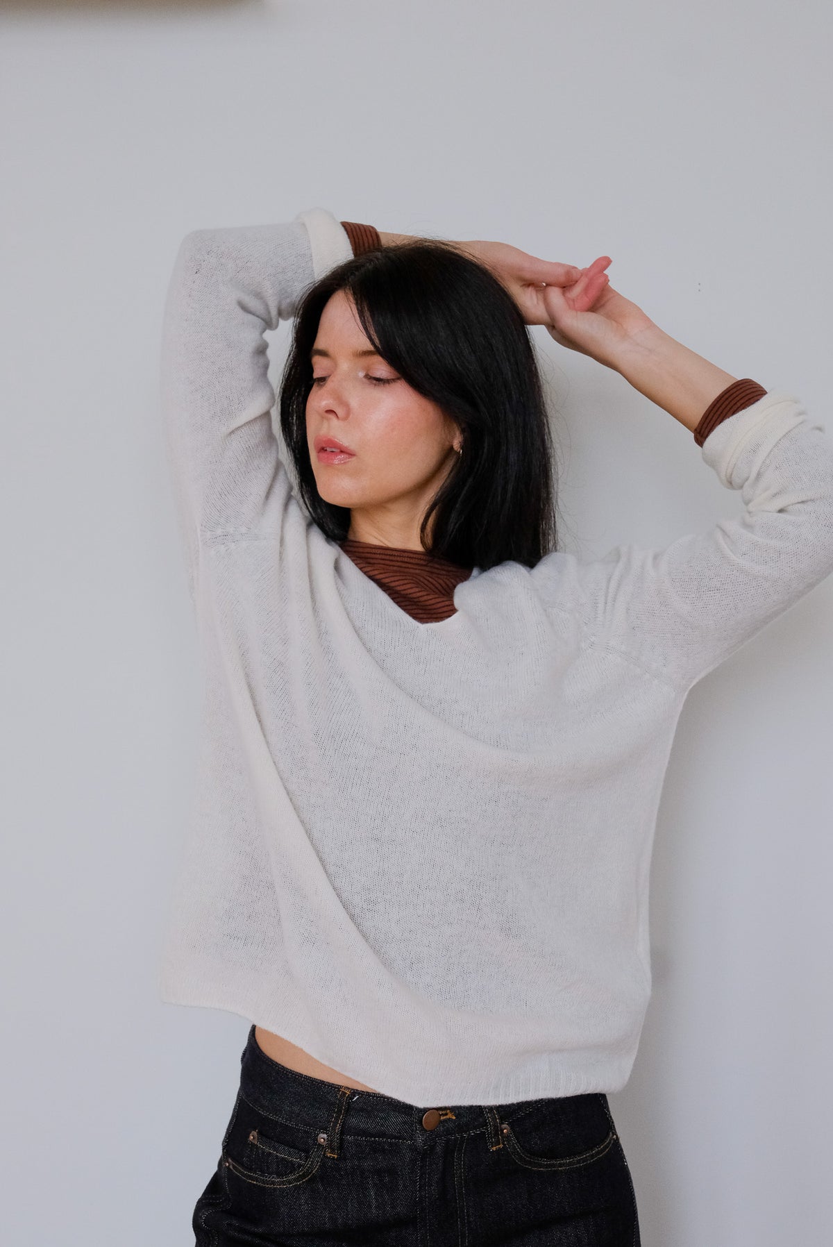 Boxy Knit Jumper in Floral White