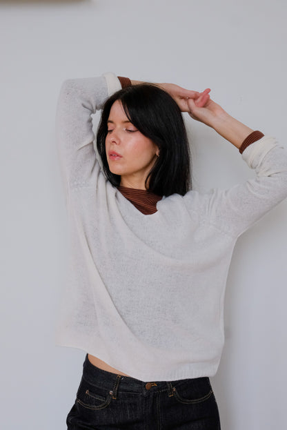 Boxy Knit Jumper in Floral White