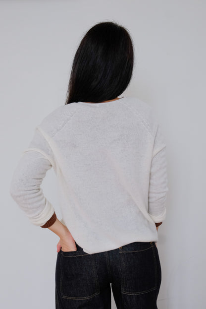 Boxy Knit Jumper in Floral White