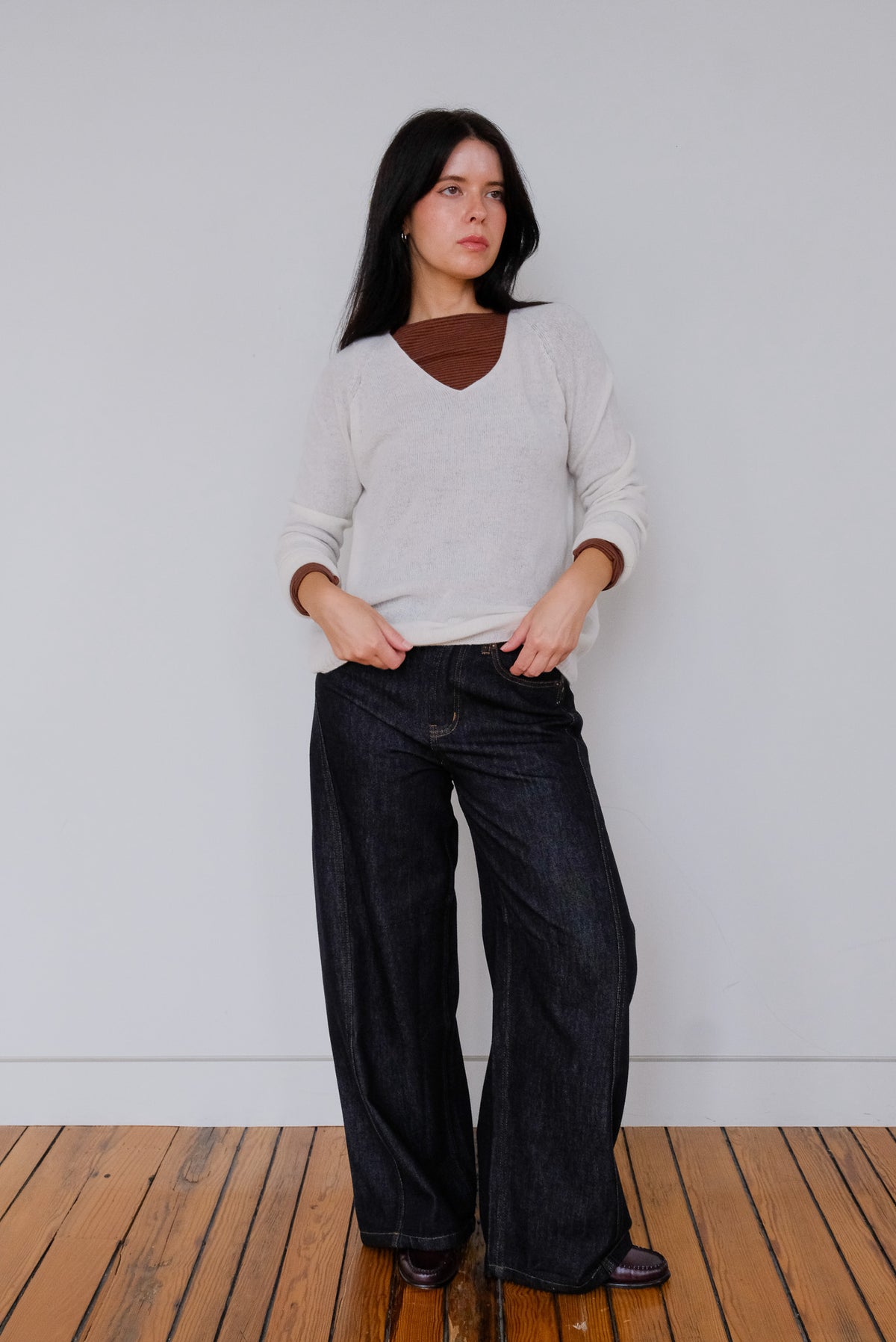 Boxy Knit Jumper in Floral White