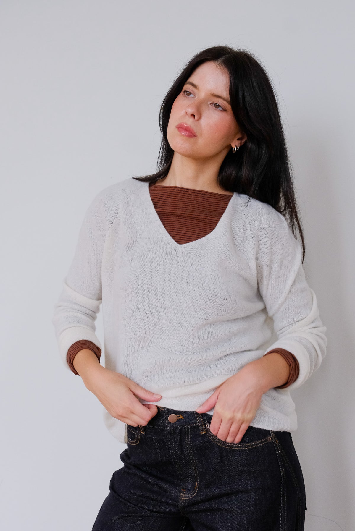 Boxy Knit Jumper in Floral White