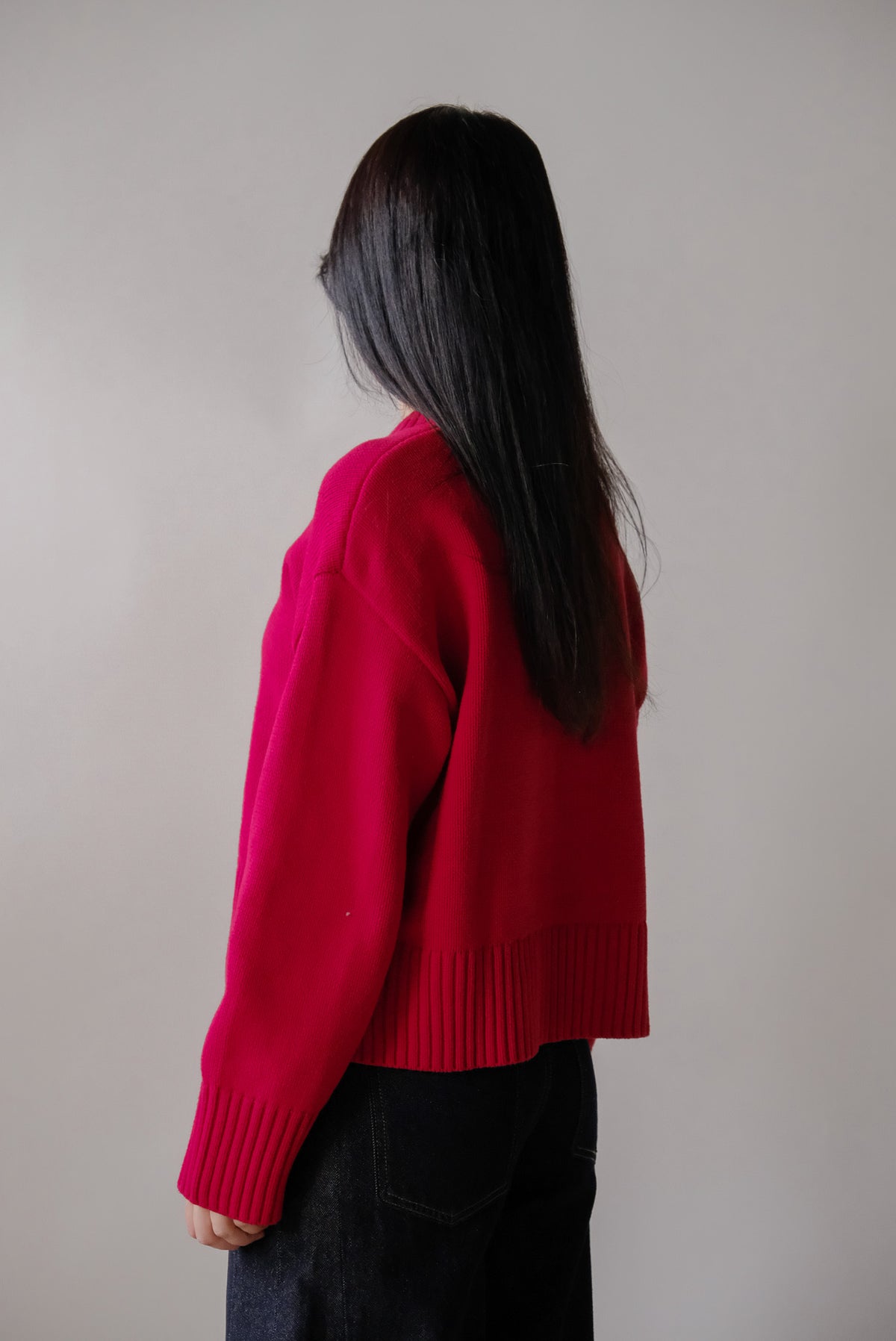Asher Knit Crop Sweater in Red