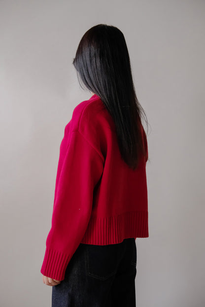 Asher Knit Crop Sweater in Red