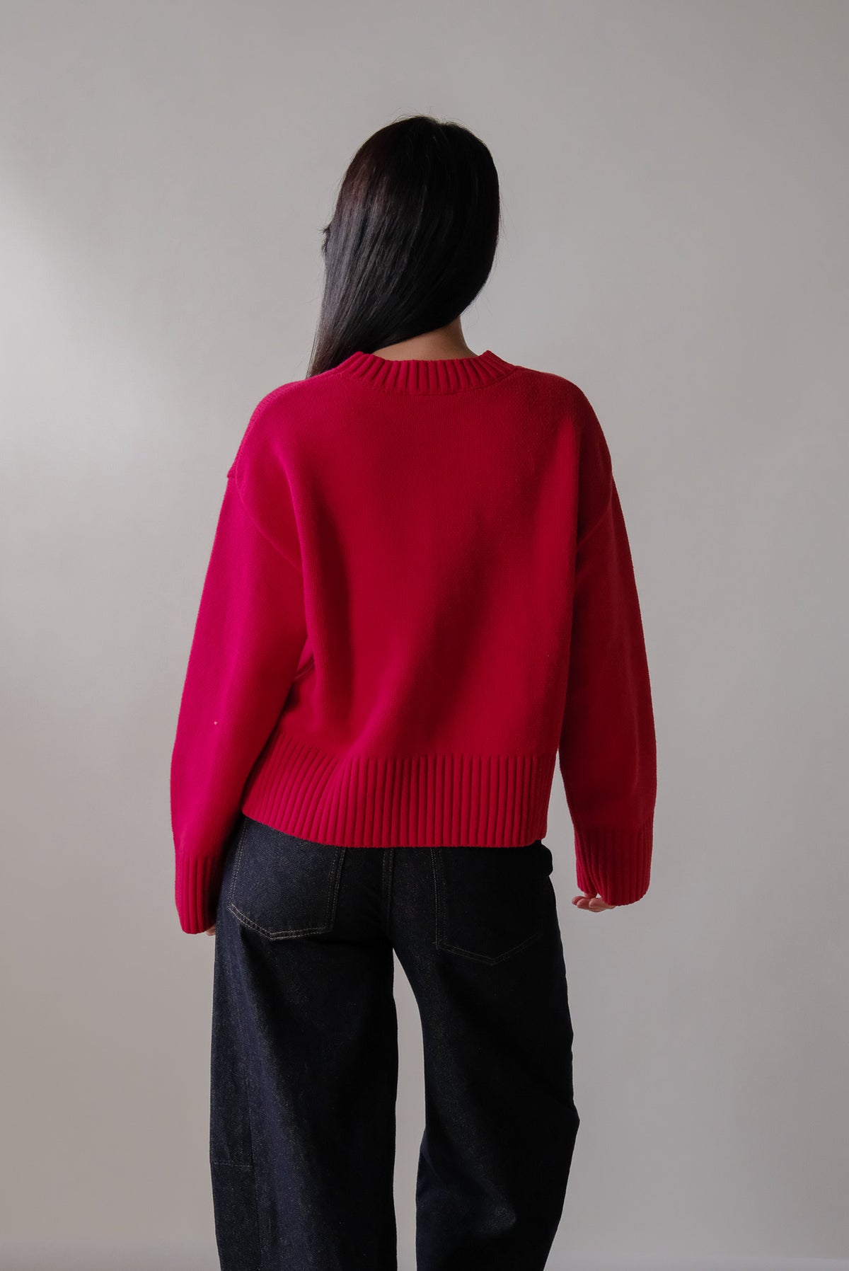 Asher Knit Crop Sweater in Red
