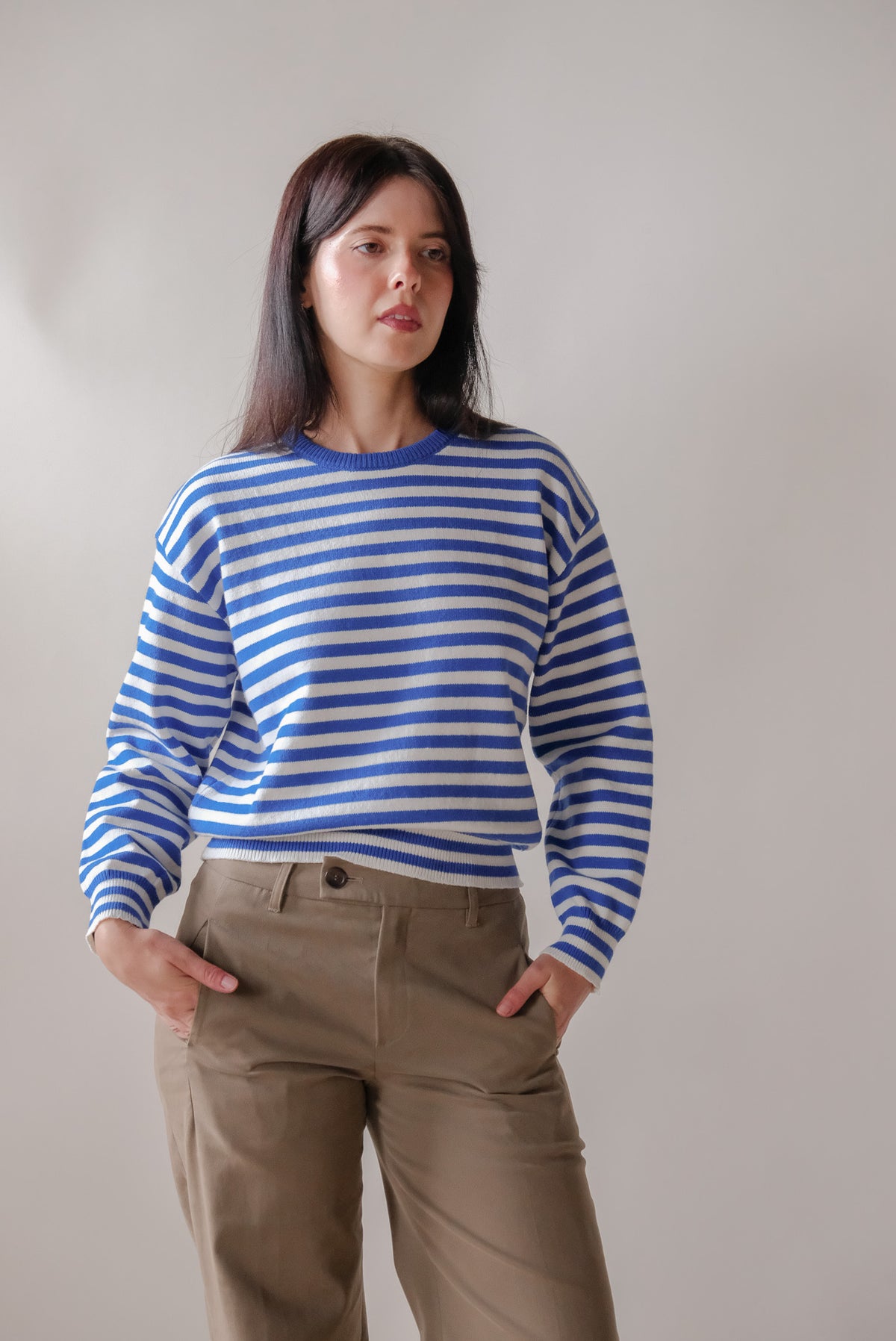 Kinsley Sweater in Blue Stripe