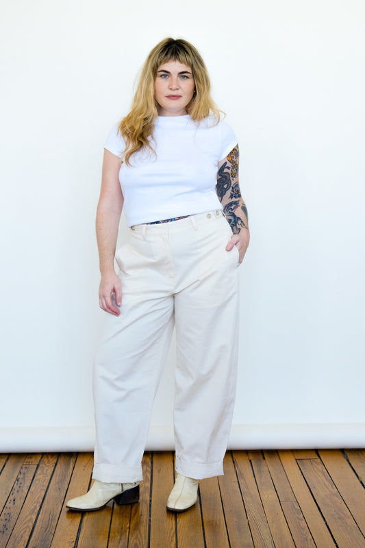 Cotton Barrel Pant in Cream