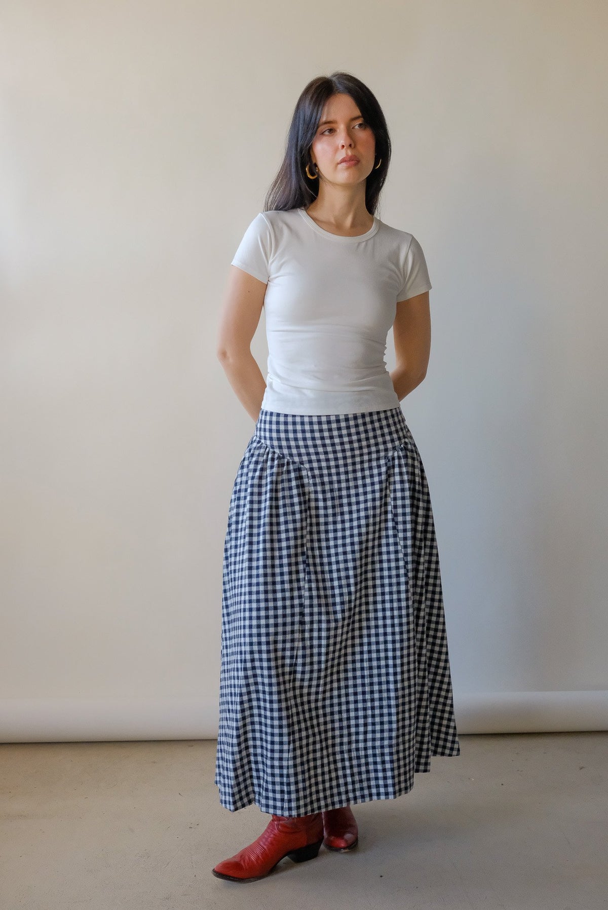 Skye Navy Gingham Skirt