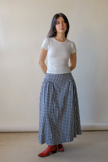 Skye Navy Gingham Skirt