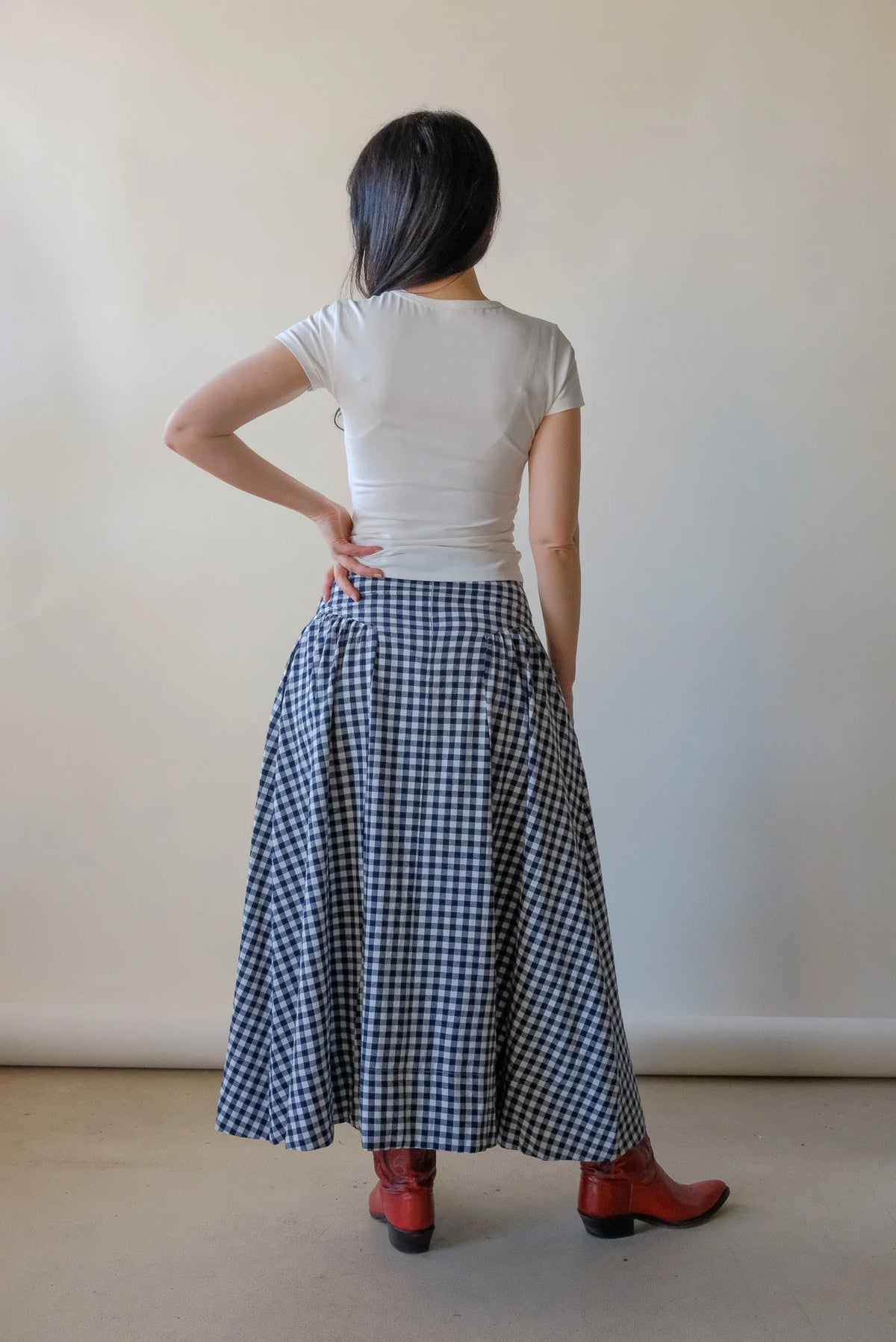 Skye Navy Gingham Skirt