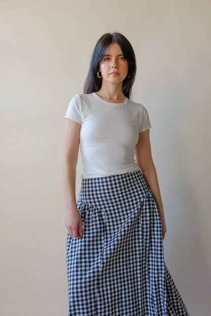 Skye Navy Gingham Skirt