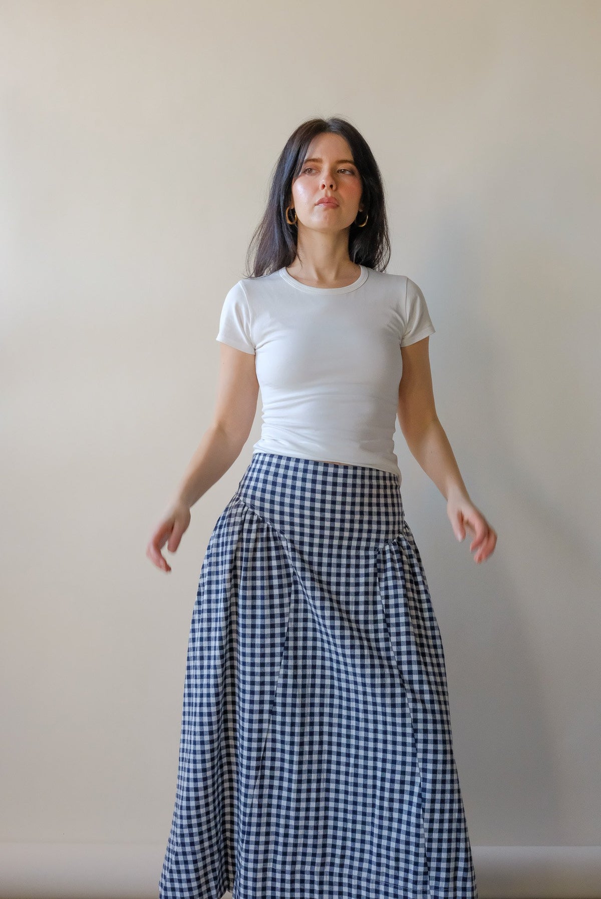 Skye Navy Gingham Skirt