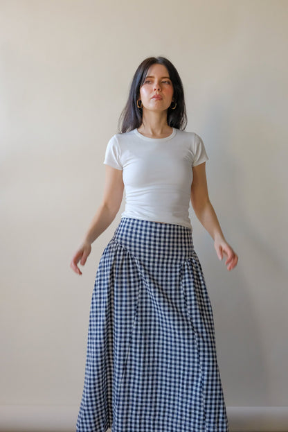 Skye Navy Gingham Skirt