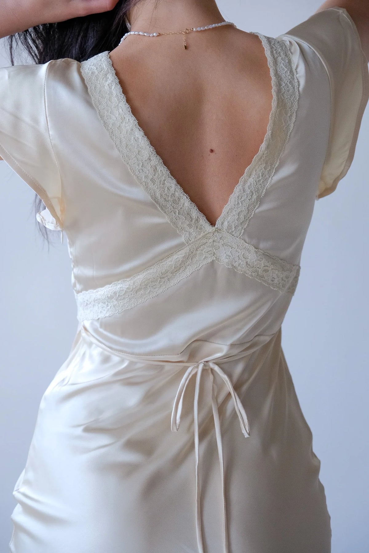 Cora Satin Midi Dress in Butter