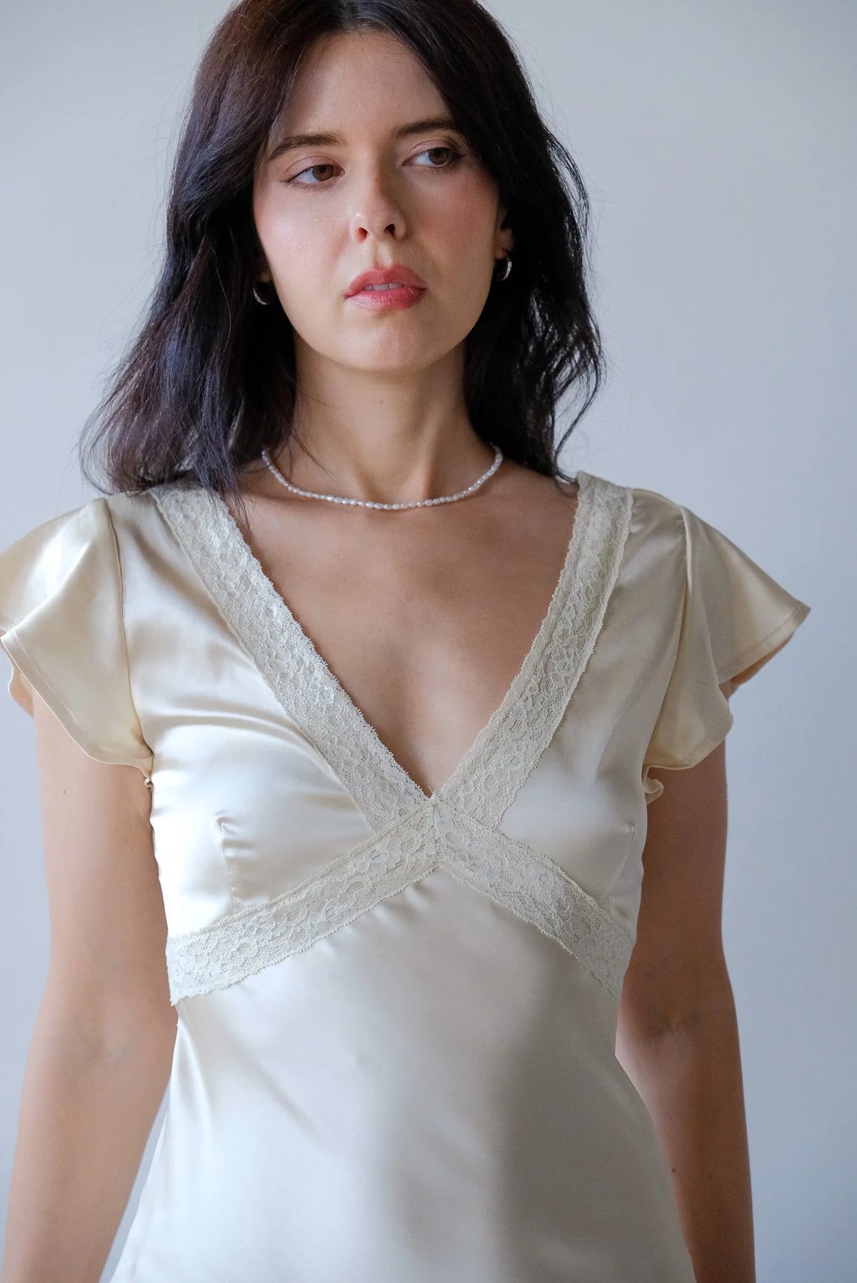 Cora Satin Midi Dress in Butter
