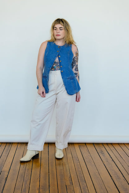 Cotton Barrel Pant in Cream