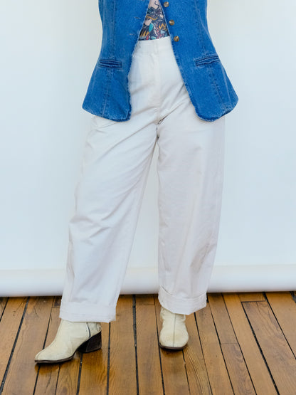 Cotton Barrel Pant in Cream