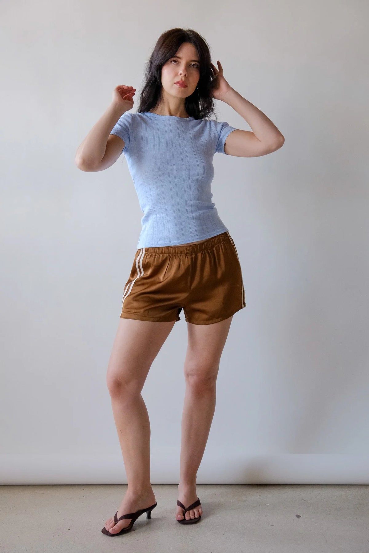 Claudia Satin Side-Stripe Drawstring Shorts