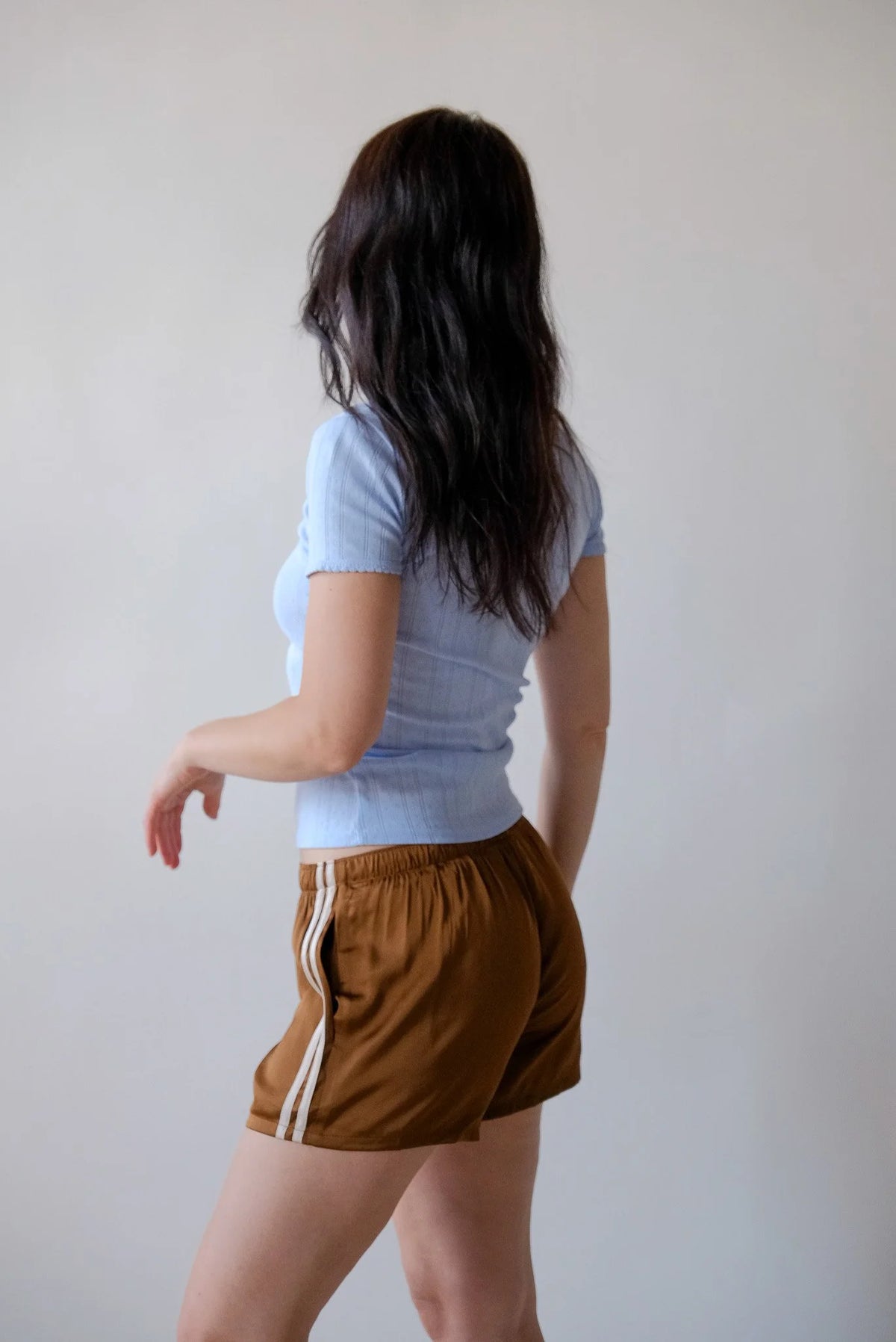 Claudia Satin Side-Stripe Drawstring Shorts