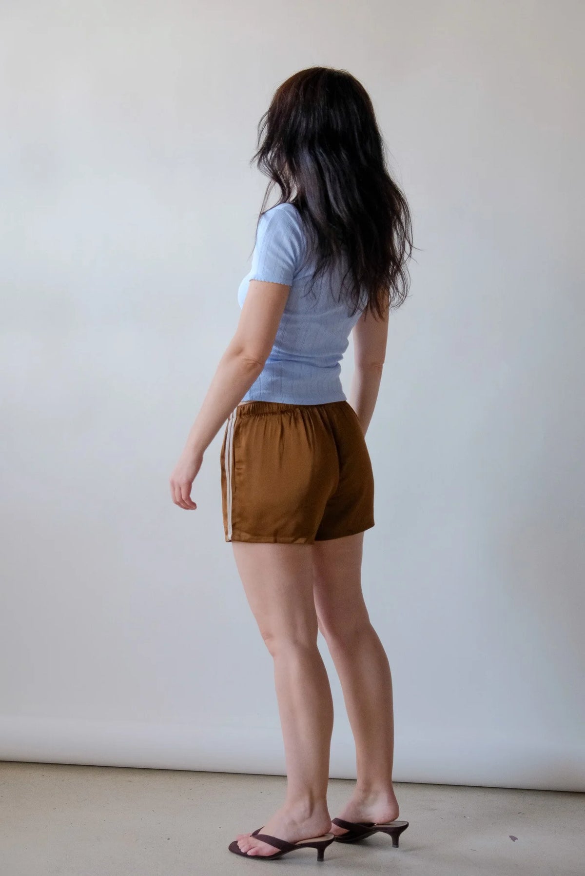 Claudia Satin Side-Stripe Drawstring Shorts