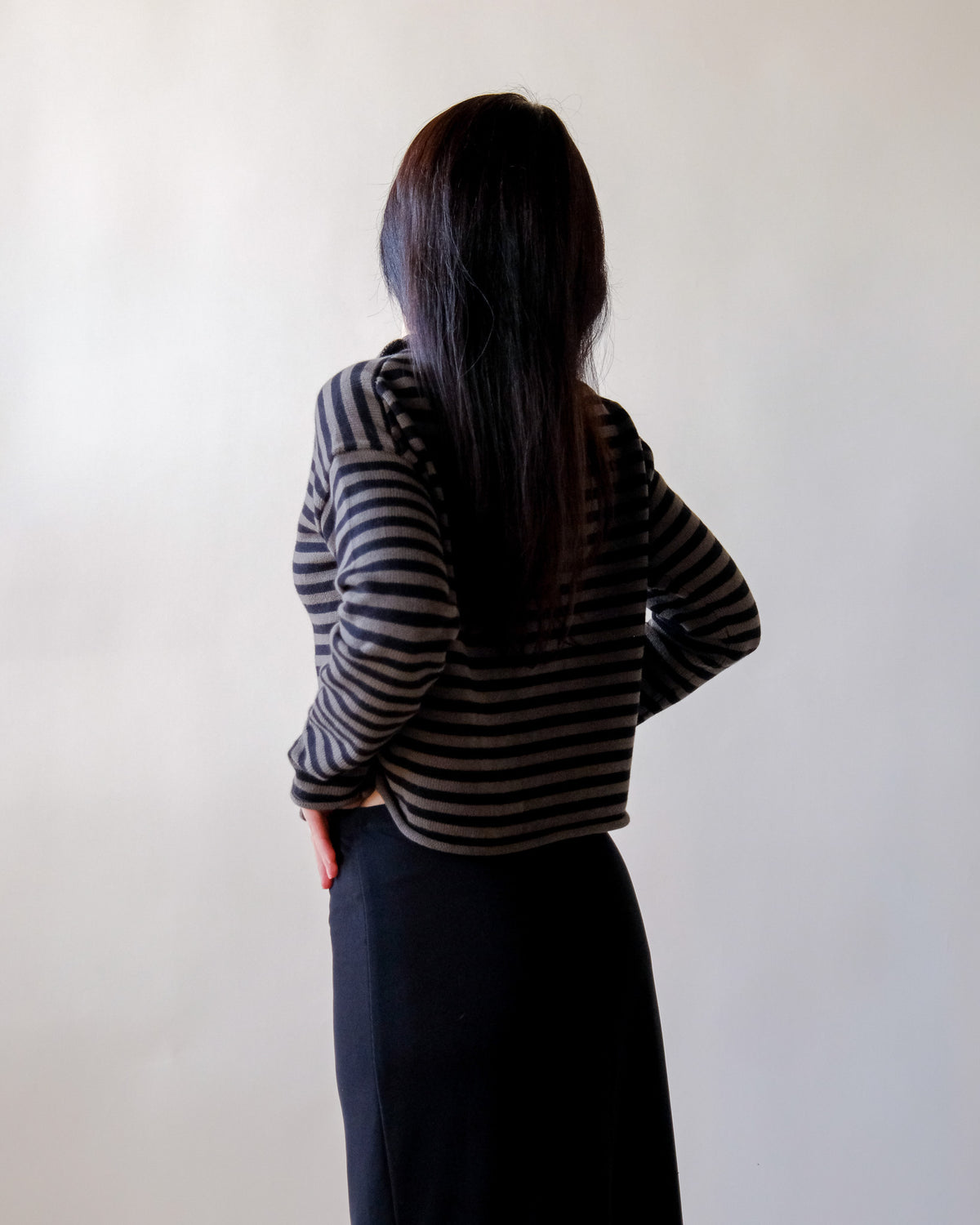 Elina Pinstripe Cardigan in Olive
