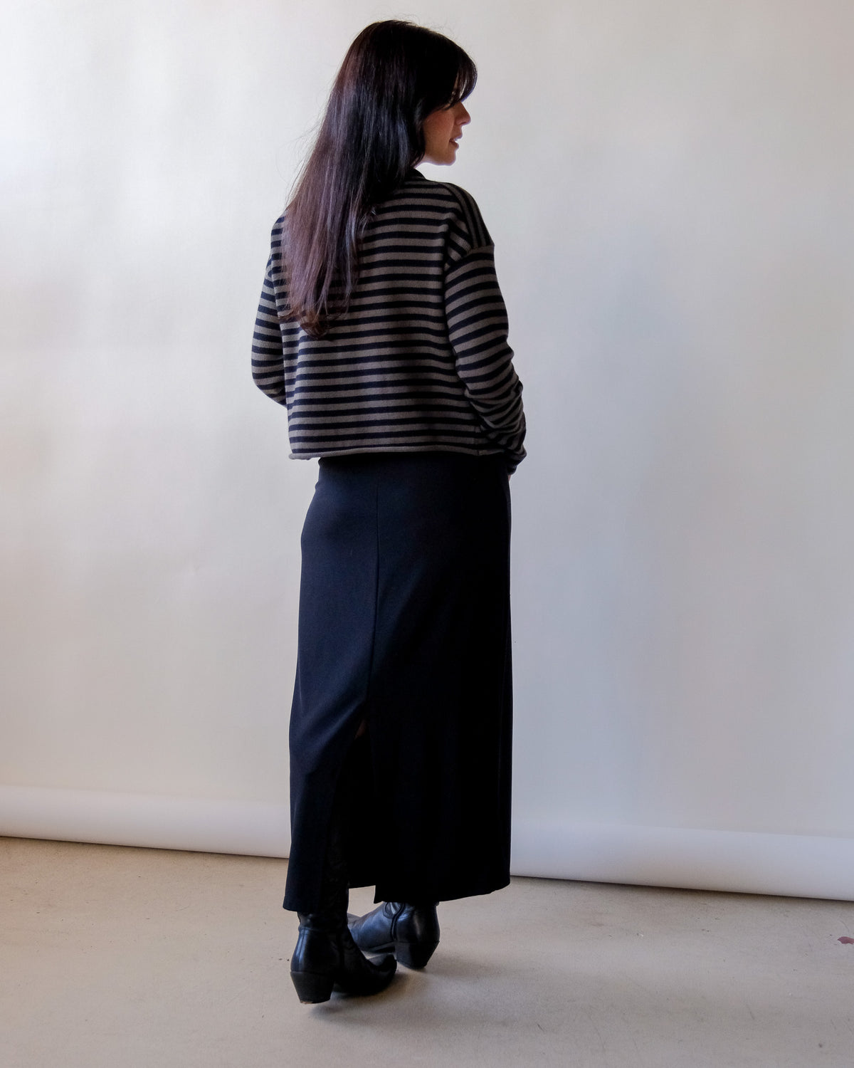 Elina Pinstripe Cardigan in Olive