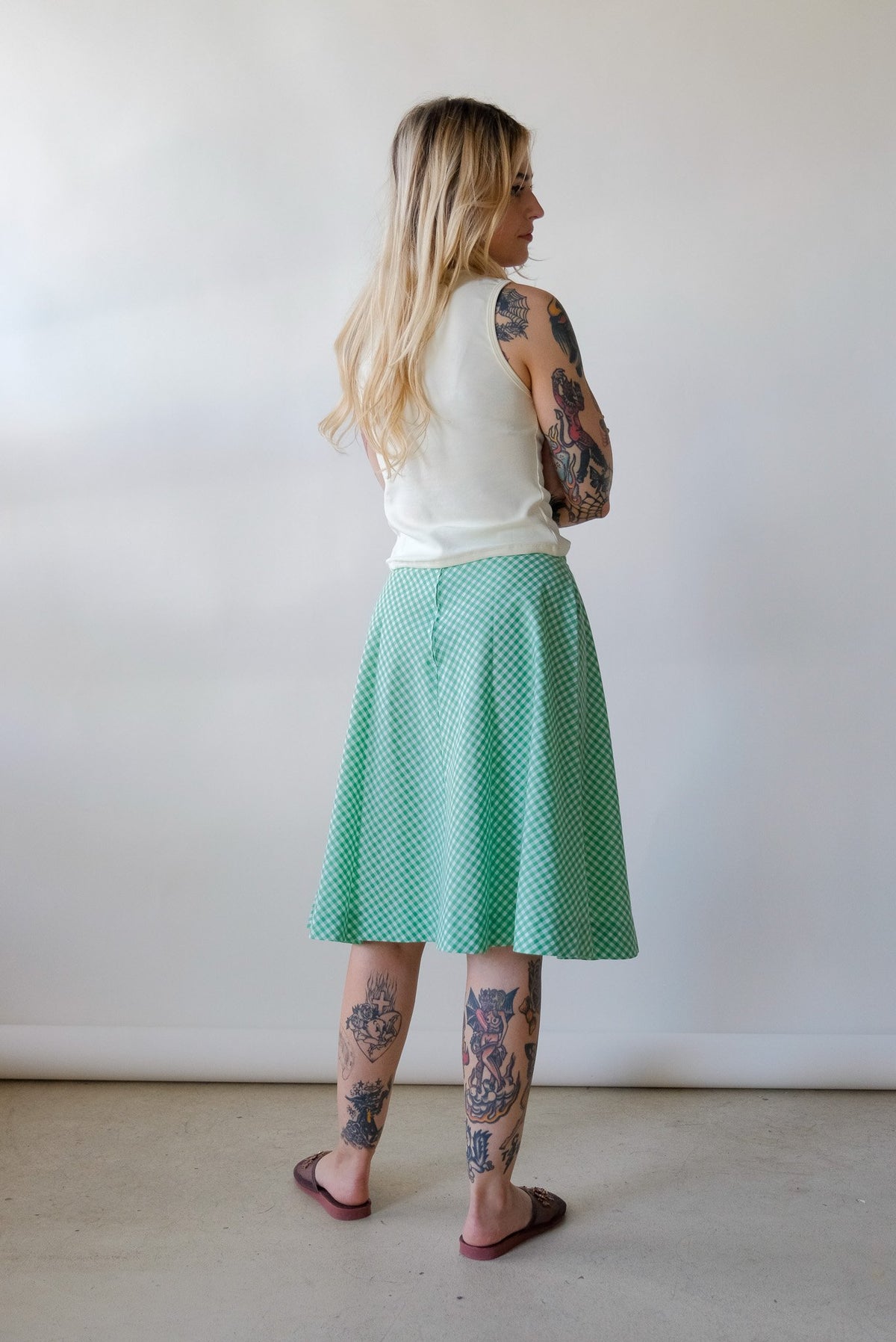 Lime Gingham Skirt
