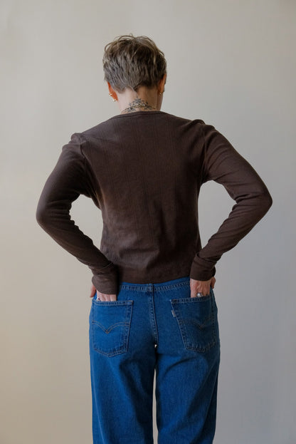 Pointelle Cardigan in Cocoa