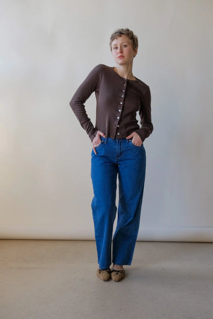 Pointelle Cardigan in Cocoa