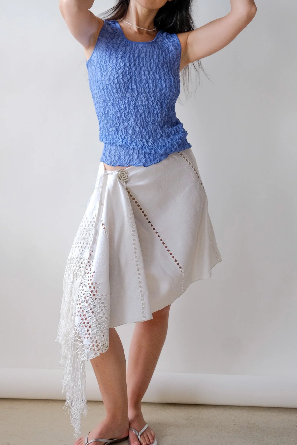 Ivory Silk Eyelet Shawl