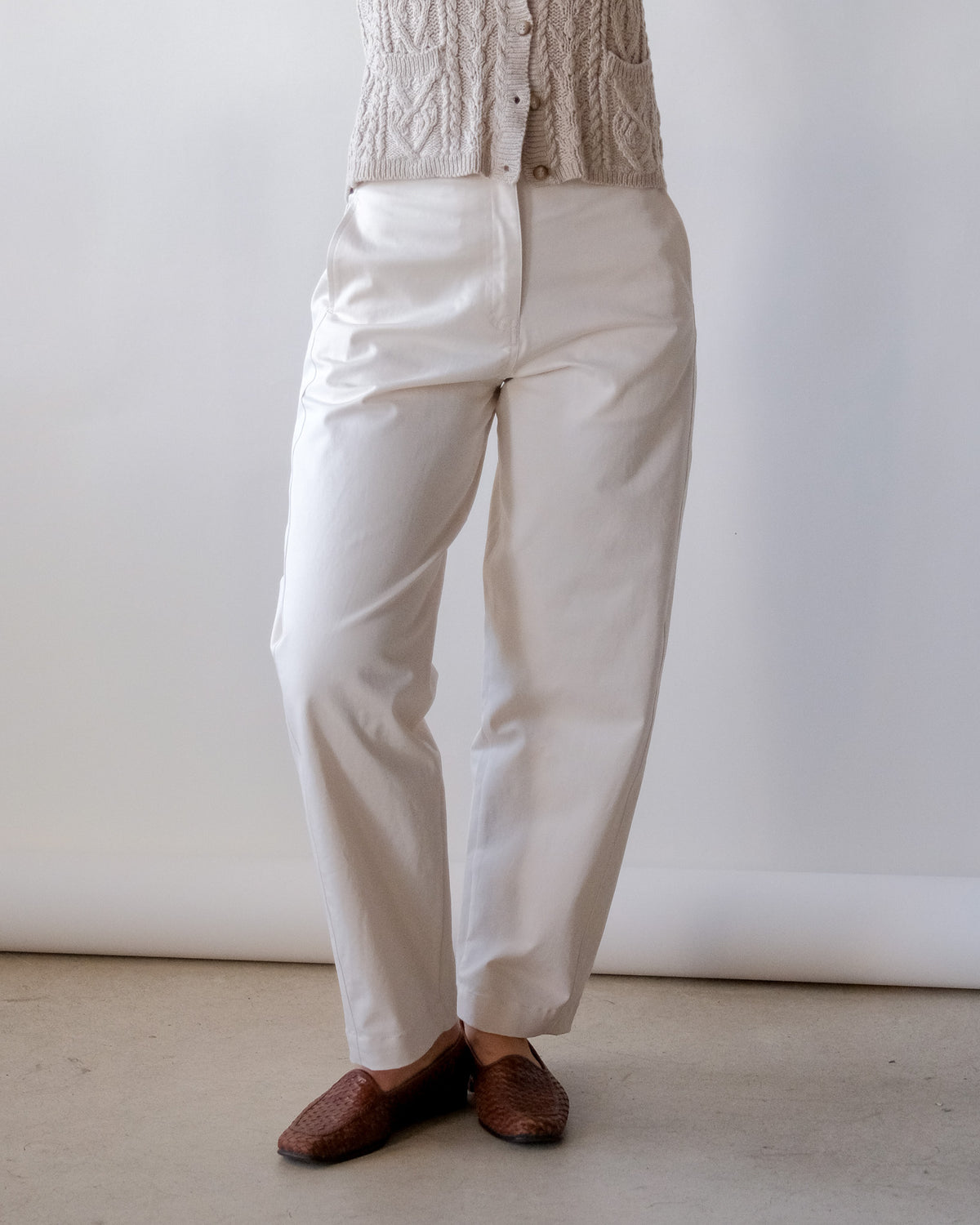 Cotton Barrel Pant in Cream