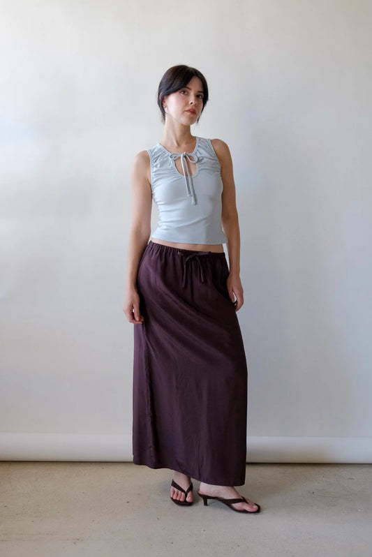 Mijeong Park Drawstring Midi Skirt in Brown