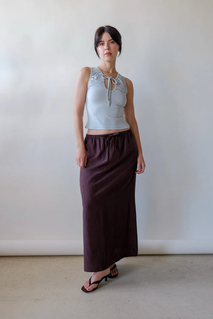 Mijeong Park Drawstring Midi Skirt in Brown