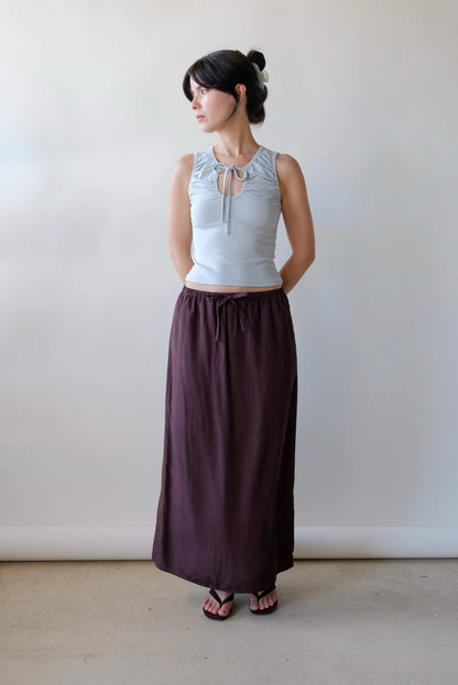 Mijeong Park Drawstring Midi Skirt in Brown